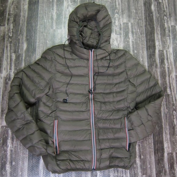 NWT Lt. Quilted Jacket Olive w/Zip Off Down Hood - Picture 1 of 9
